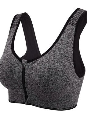 Women's Zipper Front Closure Sports Bra Racerback Yoga Bras size XL